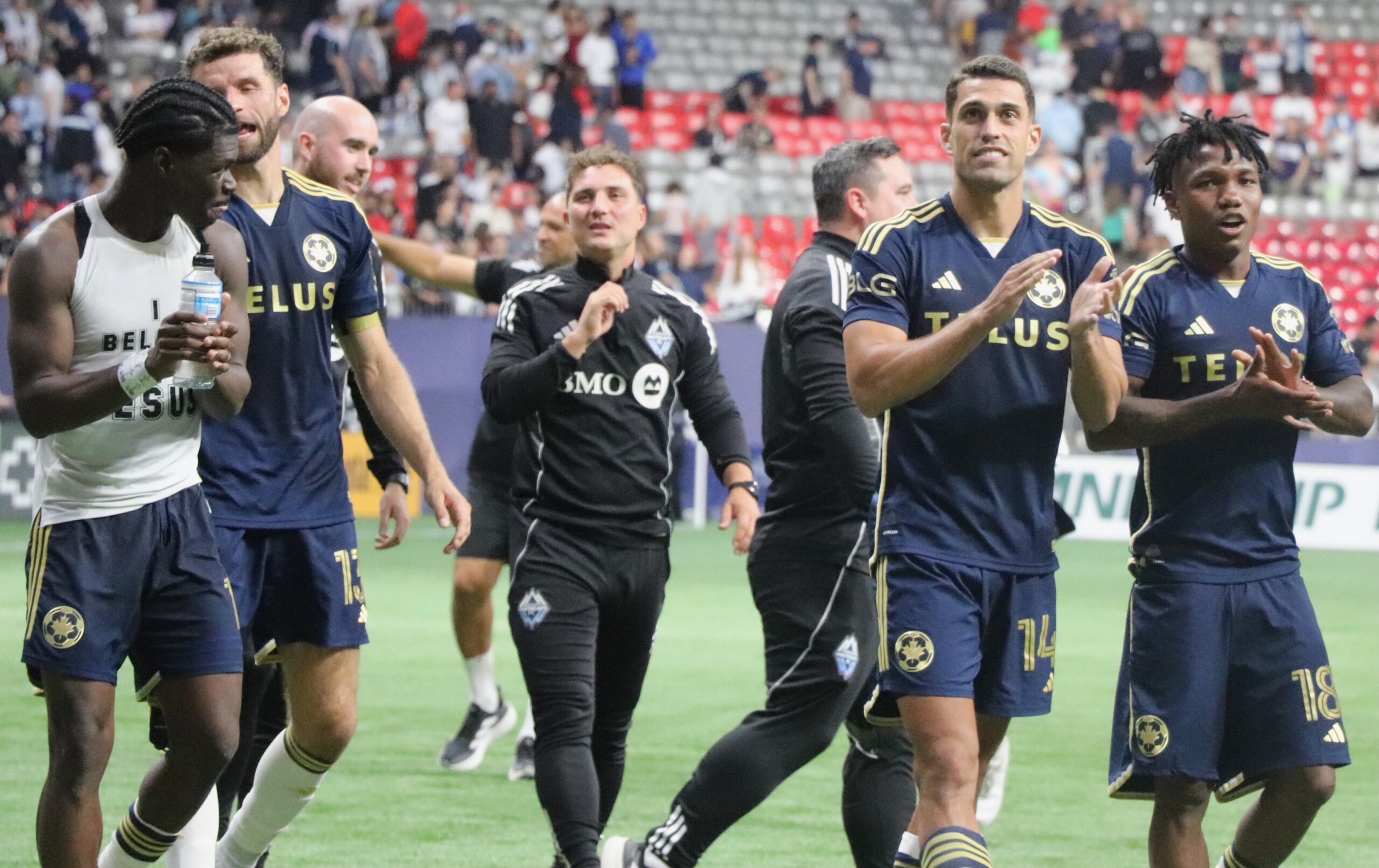 Whitecaps after the game cheering on their victory!