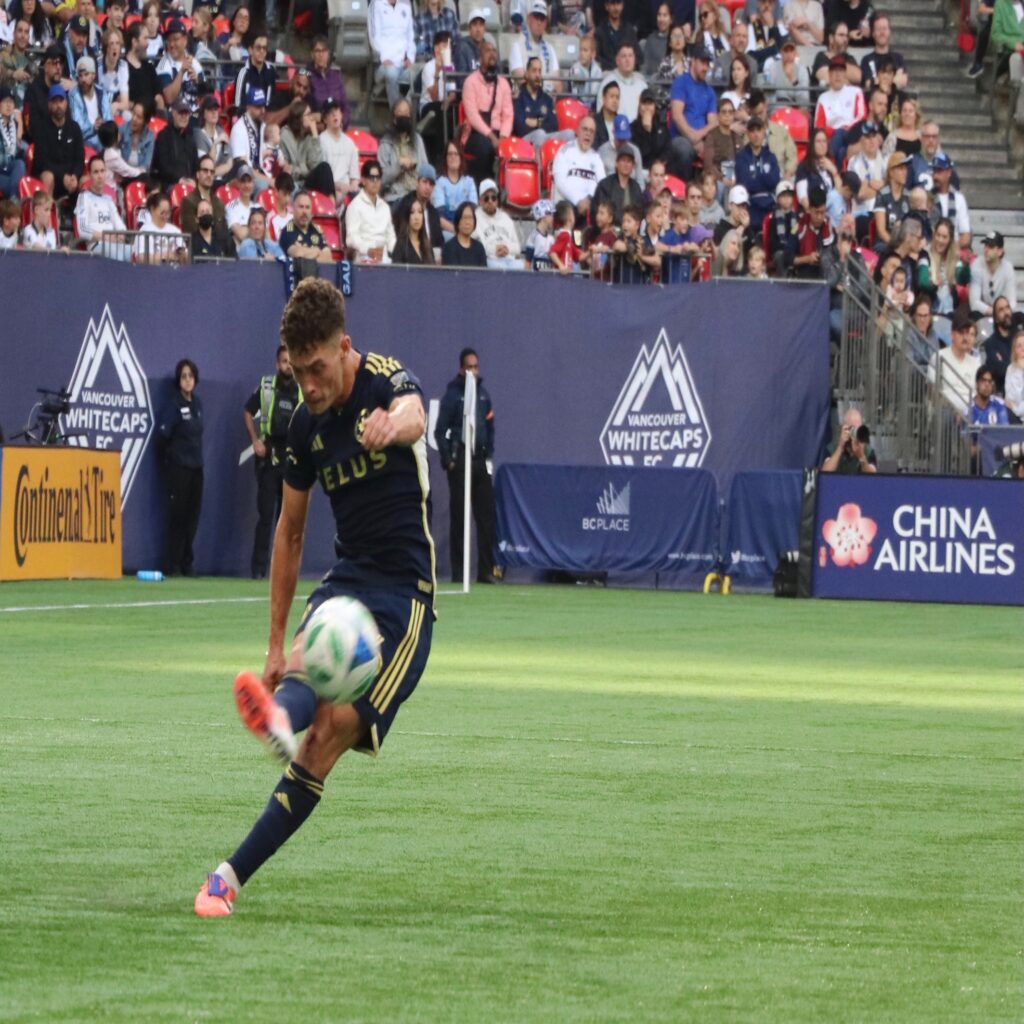 Sebastian Berhalter kicks the ball with great enthusiasm