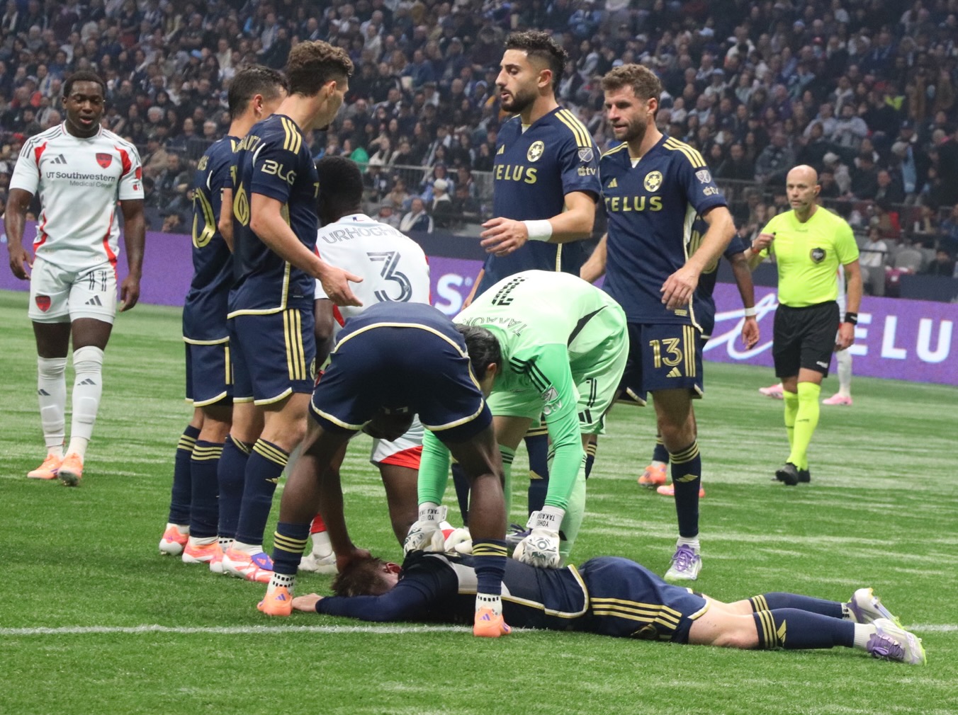 Tate Johnson falling down.