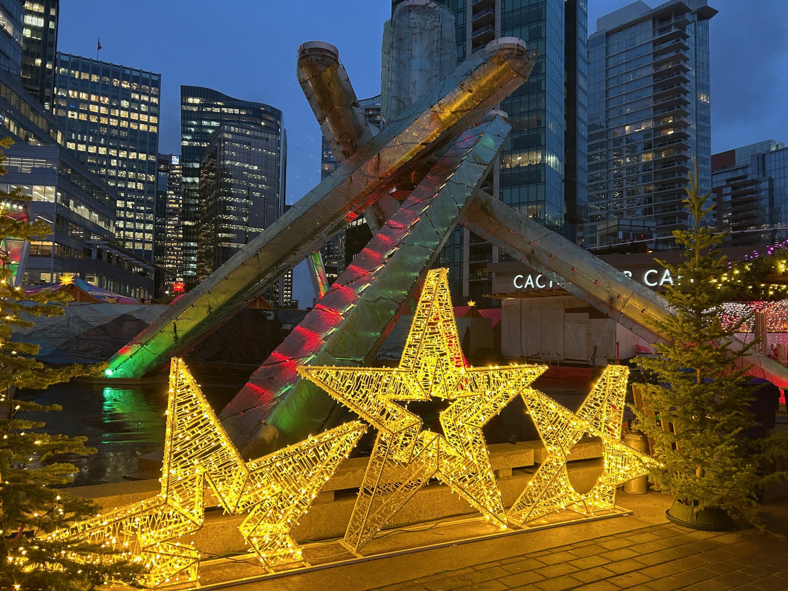 Jack Poole Plaza + Olympic Cauldron + Vancouver Christmas Market 2025