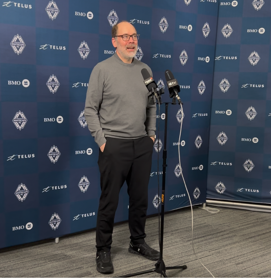 Axel Schuster at Press Conference for Whitecaps Preseason