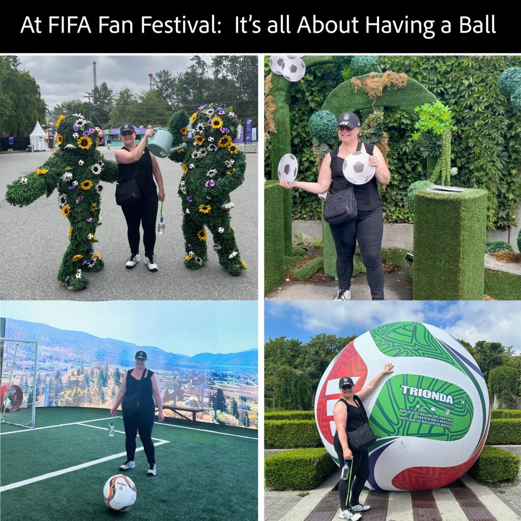 It shows Elke at the FIFA Fan Festival having a ball.