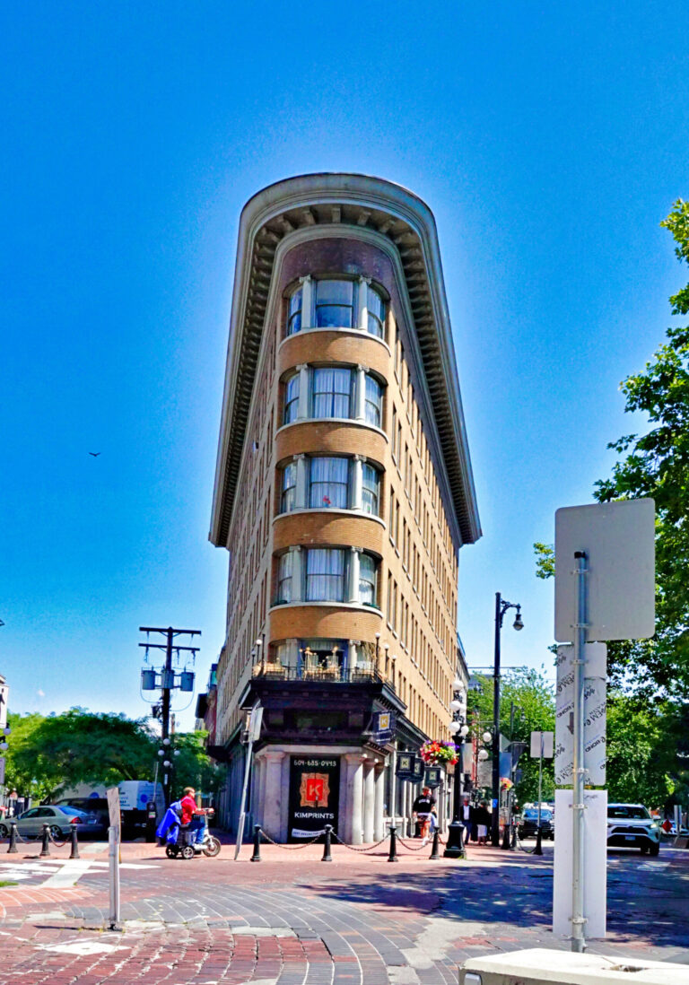 Narrow building in Gastown with Cobblestone Streets